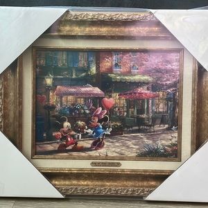 “Mickey and Minnie Sweetheart Café'' Canvas Classic by Thomas Kinkade Studios